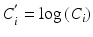 
$$ {C}_i^{'}= \log \left({C}_i\right) $$
