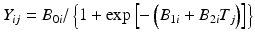 
$$ {Y}_{ij}={B}_{0i}/\left\{1+ \exp \left[-\left({B}_{1i}+{B}_{2i}{T}_j\right)\right]\right\} $$
