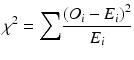 
$$ {\chi}^2={\displaystyle \sum}\frac{{\left({O}_i-{E}_i\right)}^2}{E_i} $$
