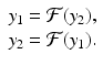 
$$ \displaystyle{ \begin{array}{l} y_{1} = \mathcal{F}(y_{2}), \\ y_{2} = \mathcal{F}(y_{1}).\\ \end{array} } $$
