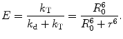 
$$ E=\frac{{{k_{\mathrm{ T}}}}}{{{k_{\mathrm{ d}}}+{k_{\mathrm{ T}}}}}=\frac{{R_0^6}}{{R_0^6+{r^6}}}. $$
