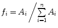 
$$ {f_i}={{{{A_i}}} \left/ {{\sum\limits_{i=1}^n {{A_i}} }} \right.} $$
