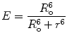 
$$ E=\frac{{R_{\mathrm{ o}}^6}}{{R_{\mathrm{ o}}^6+{r^6}}} $$
