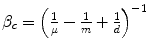 $$ {\beta}_c={\left(\frac{1}{\mu }-\frac{1}{m}+\frac{1}{d}\right)}^{-1} $$